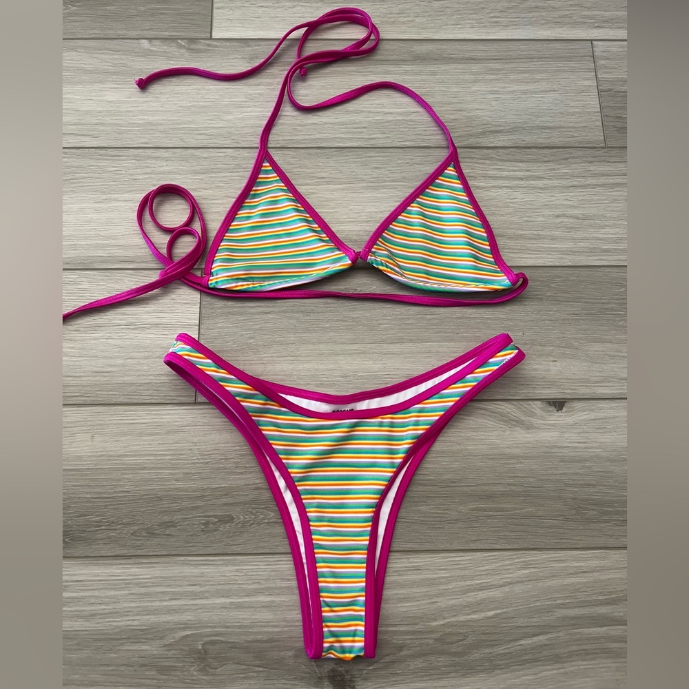 Bright Swimwear Striped Bikini Set